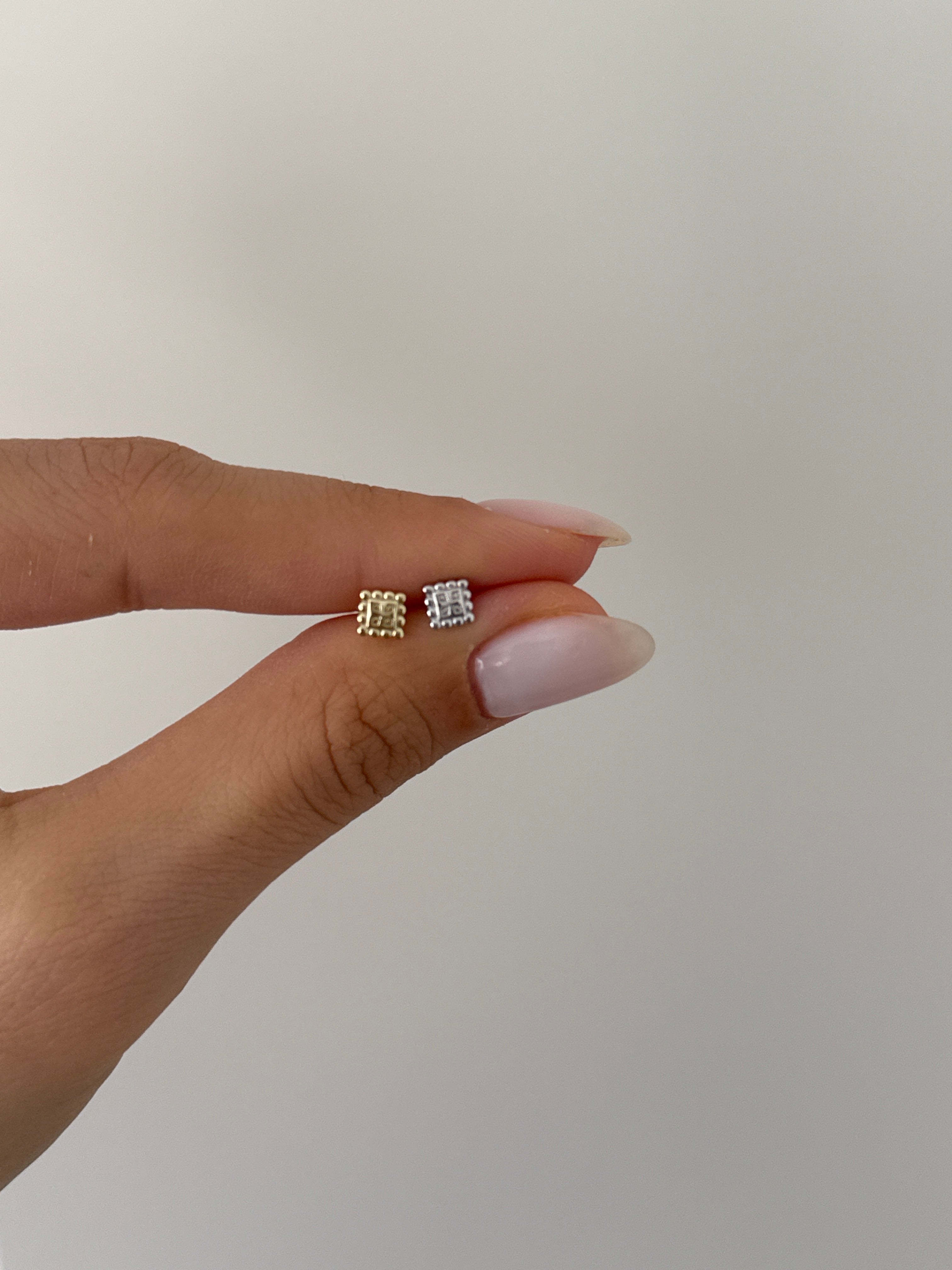 925 gümüş kare plaka piercing