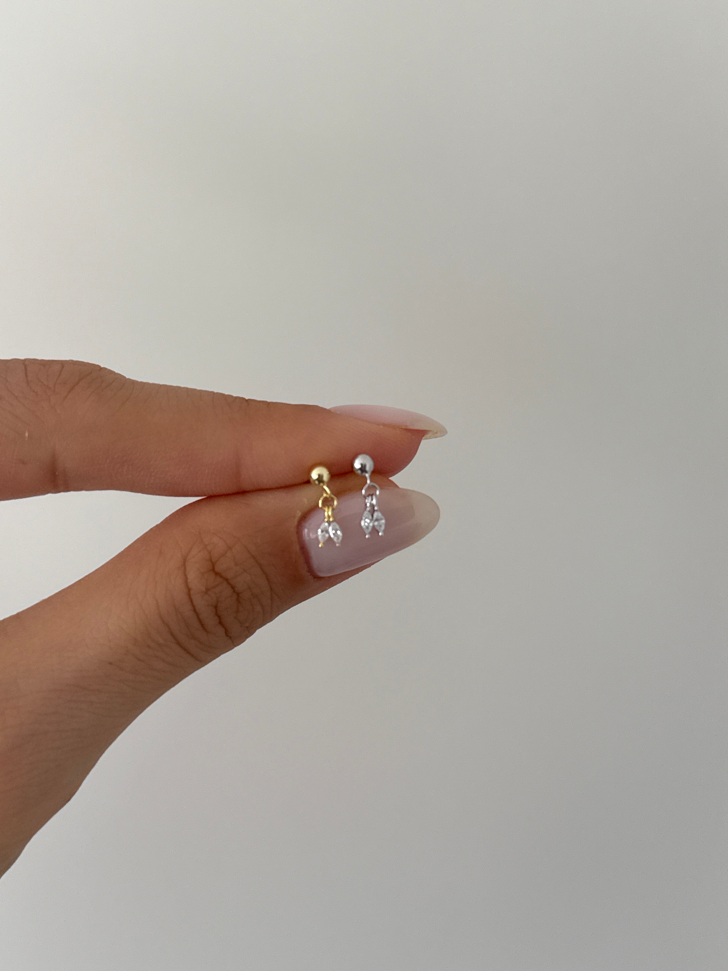 925 gümüş double taş sallantılı piercing