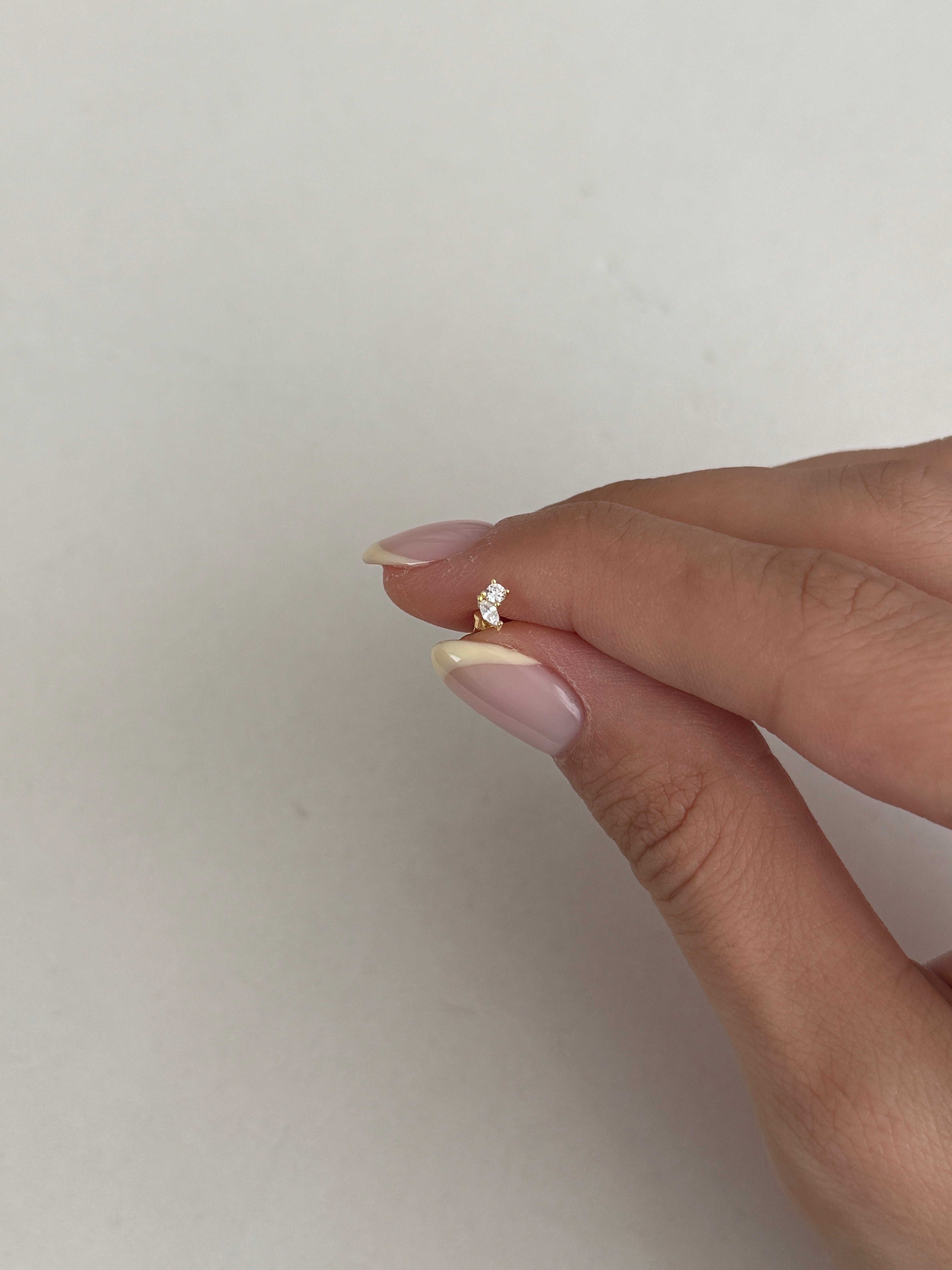 925 gümüş | oval yuvarlak taş piercing