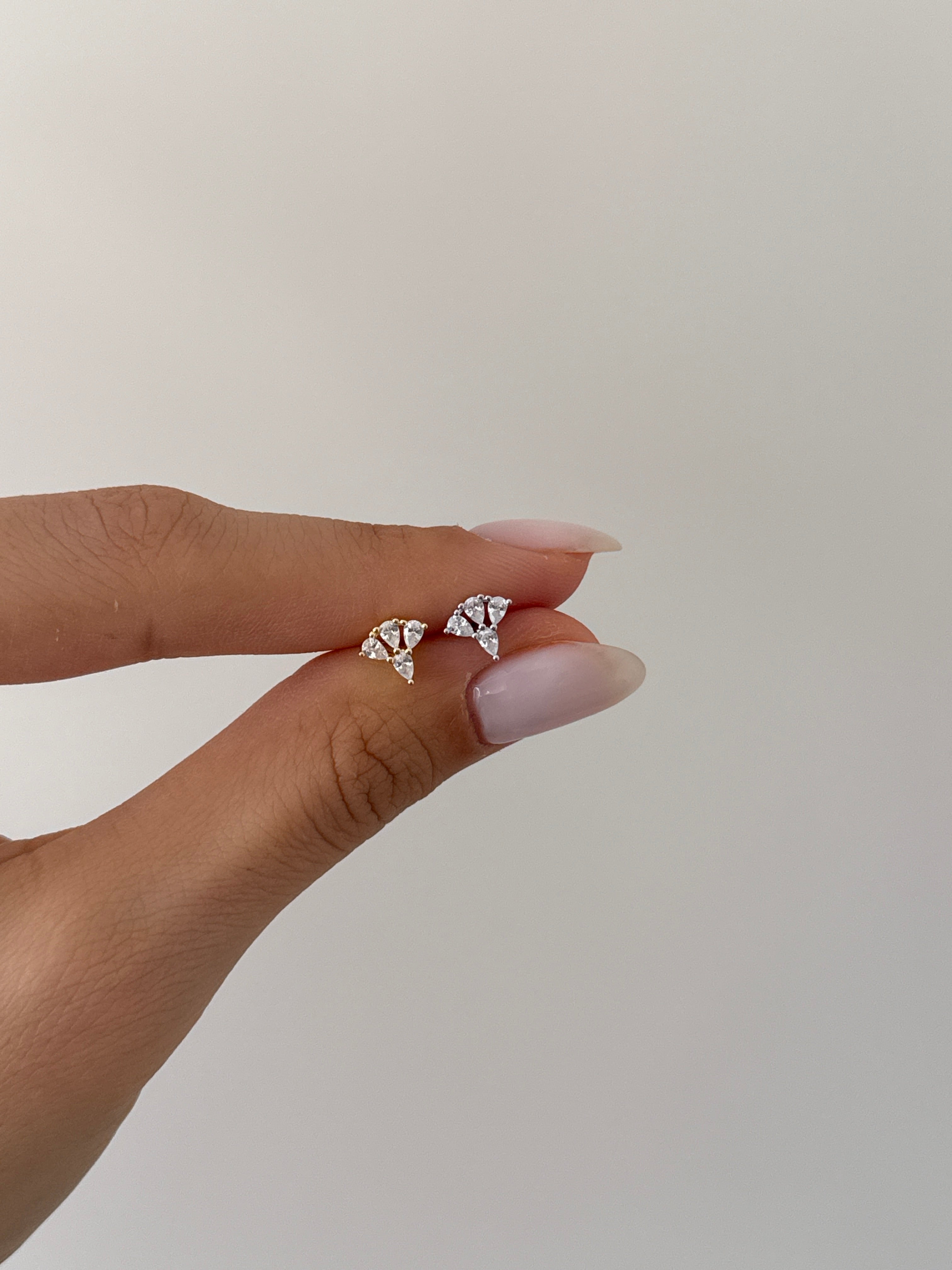 925 gümüş dörtlü damla taş piercing