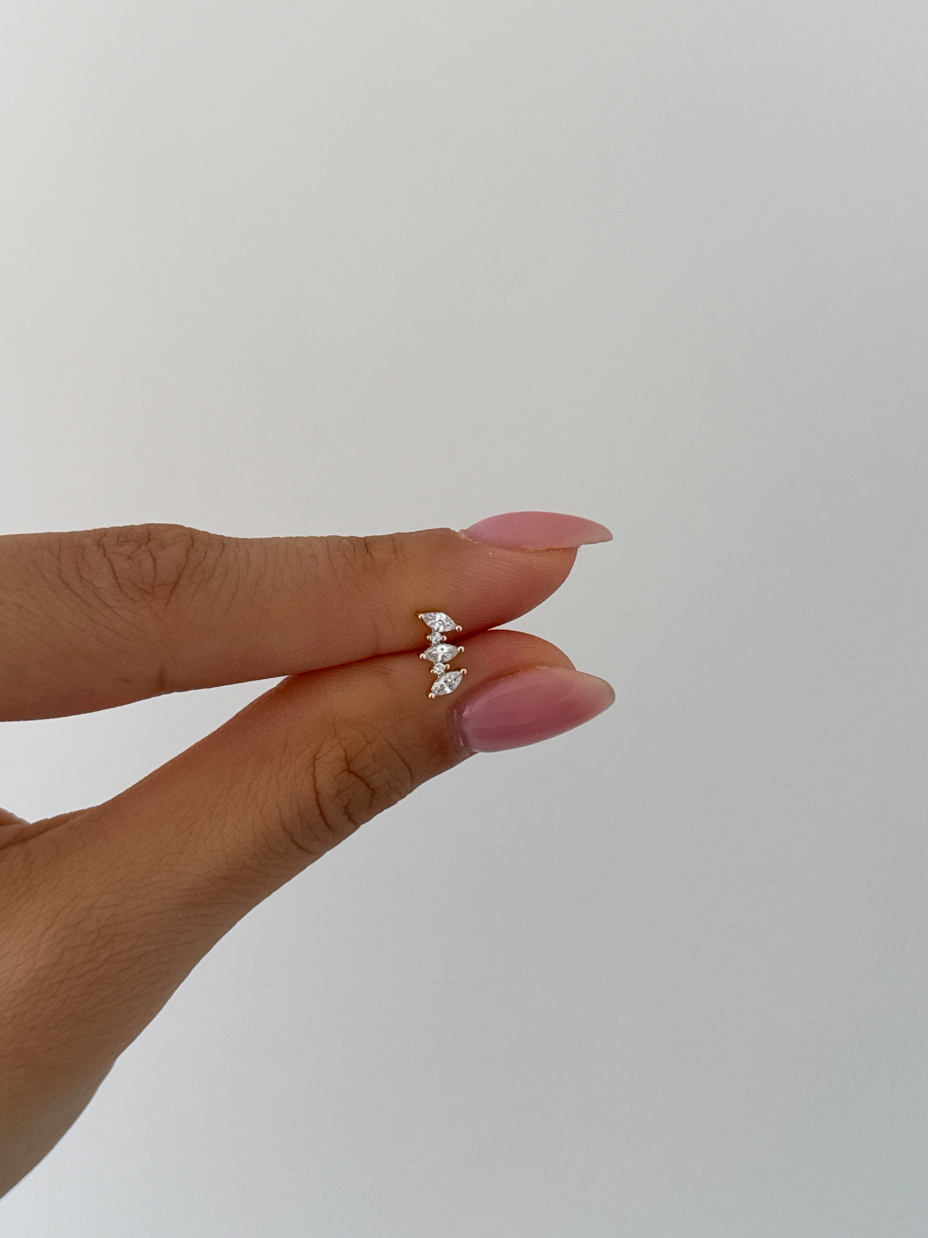 925 gümüş mix oval kesim piercing