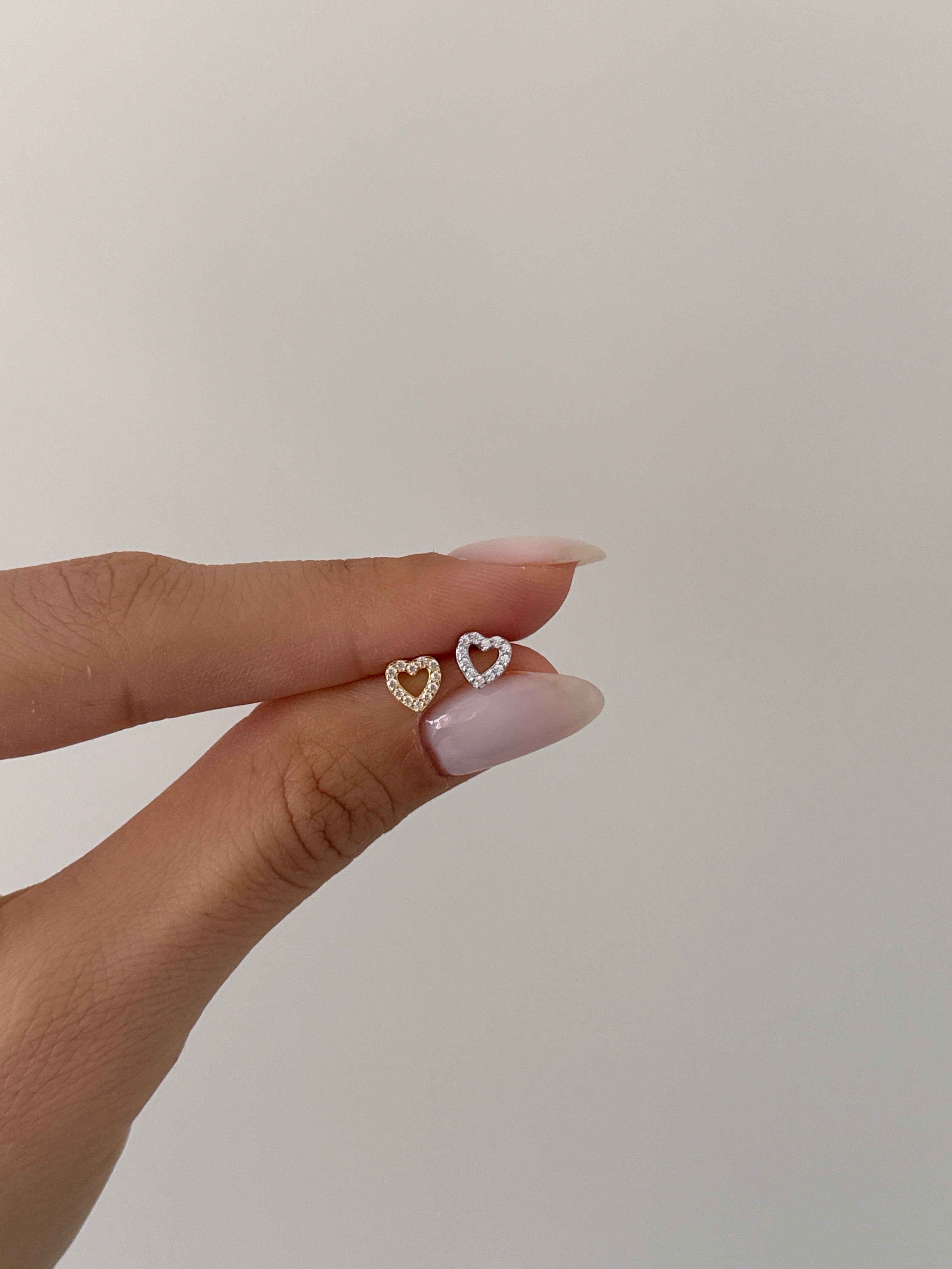 925 gümüş taşlı boş kalp piercing