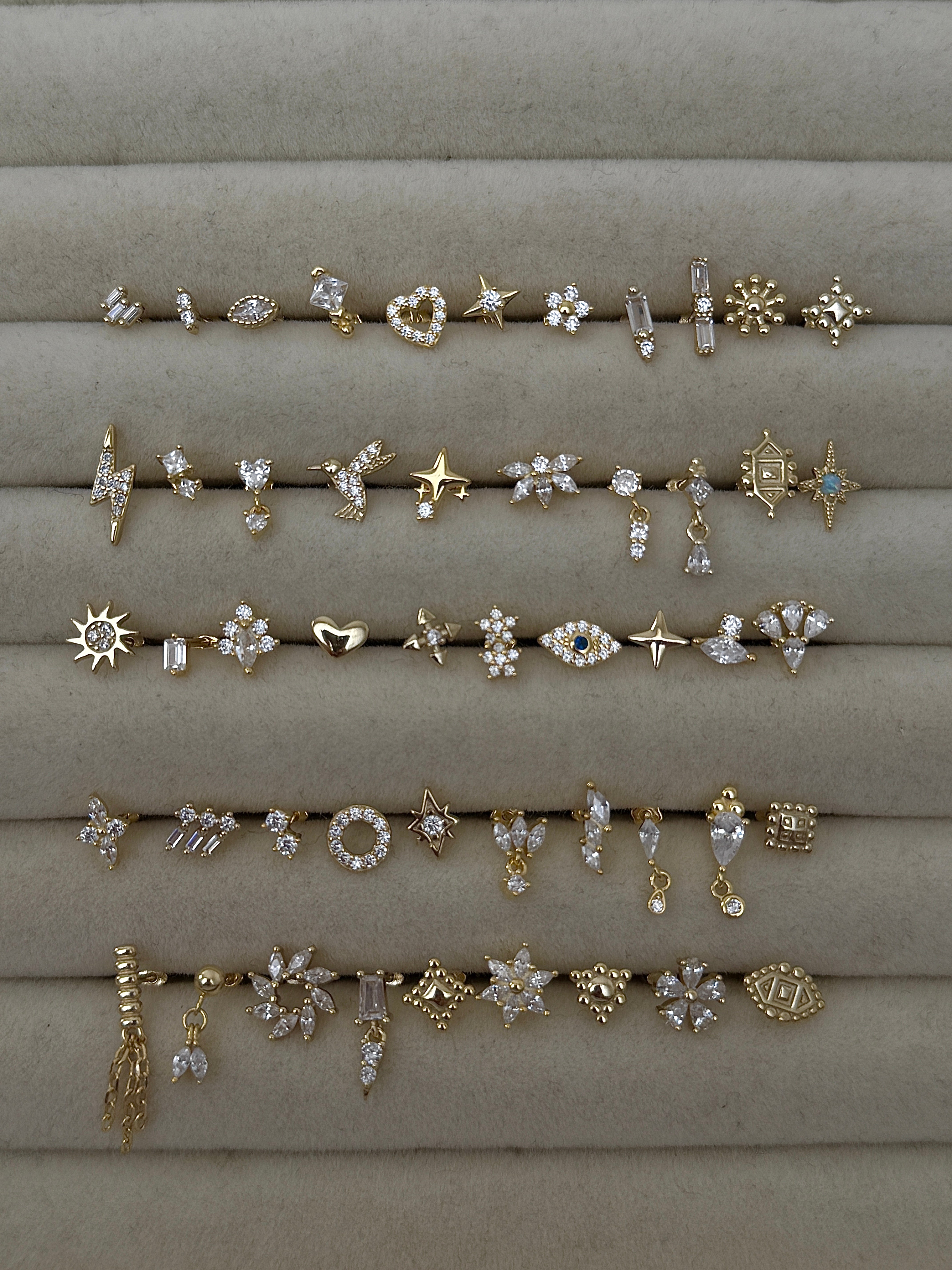 925 gümüş baget taşlı sallantılı piercing