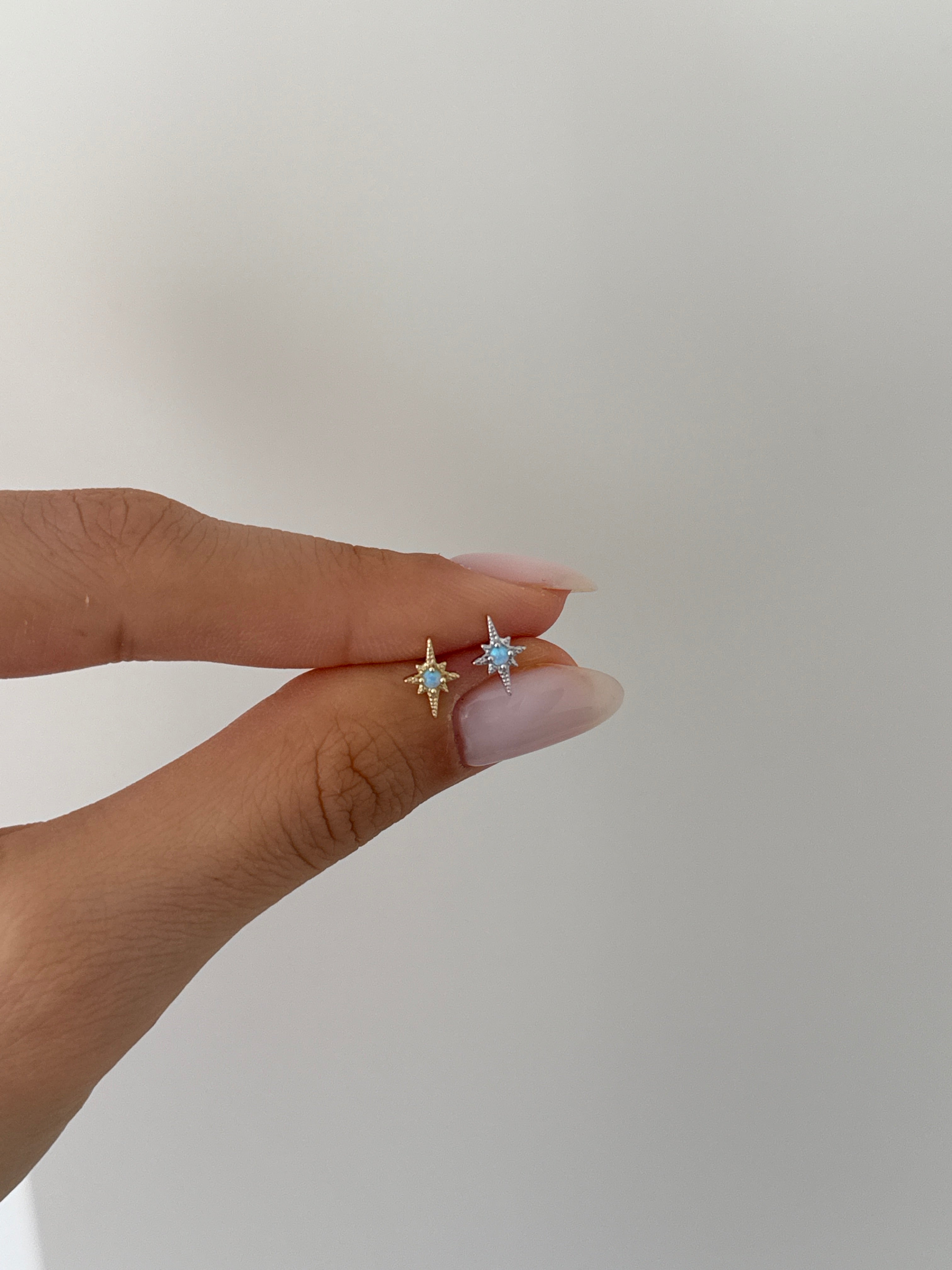925 gümüş mavi taş yıldız piercing