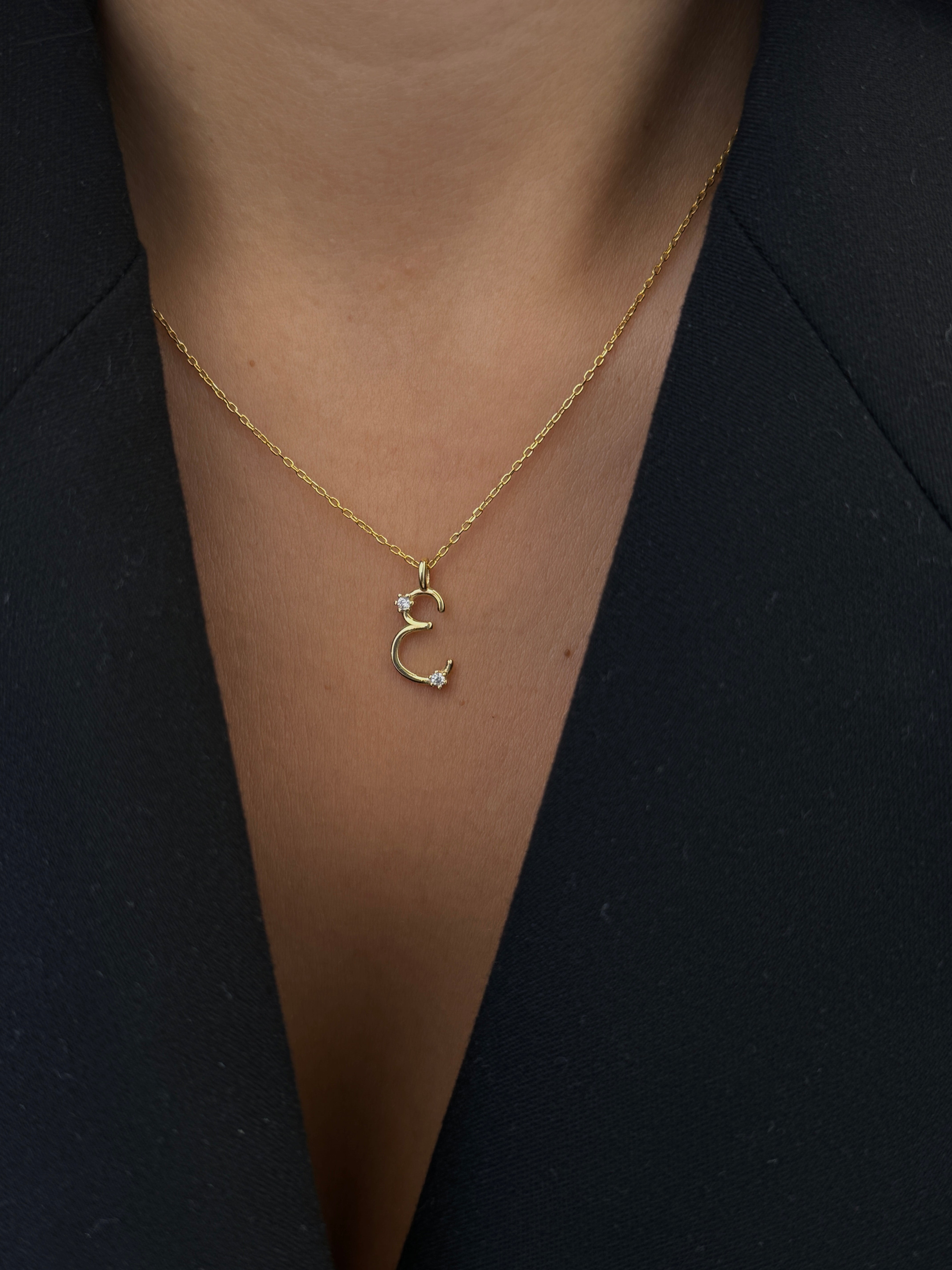 925 gümüş mini taşlı harf kolye