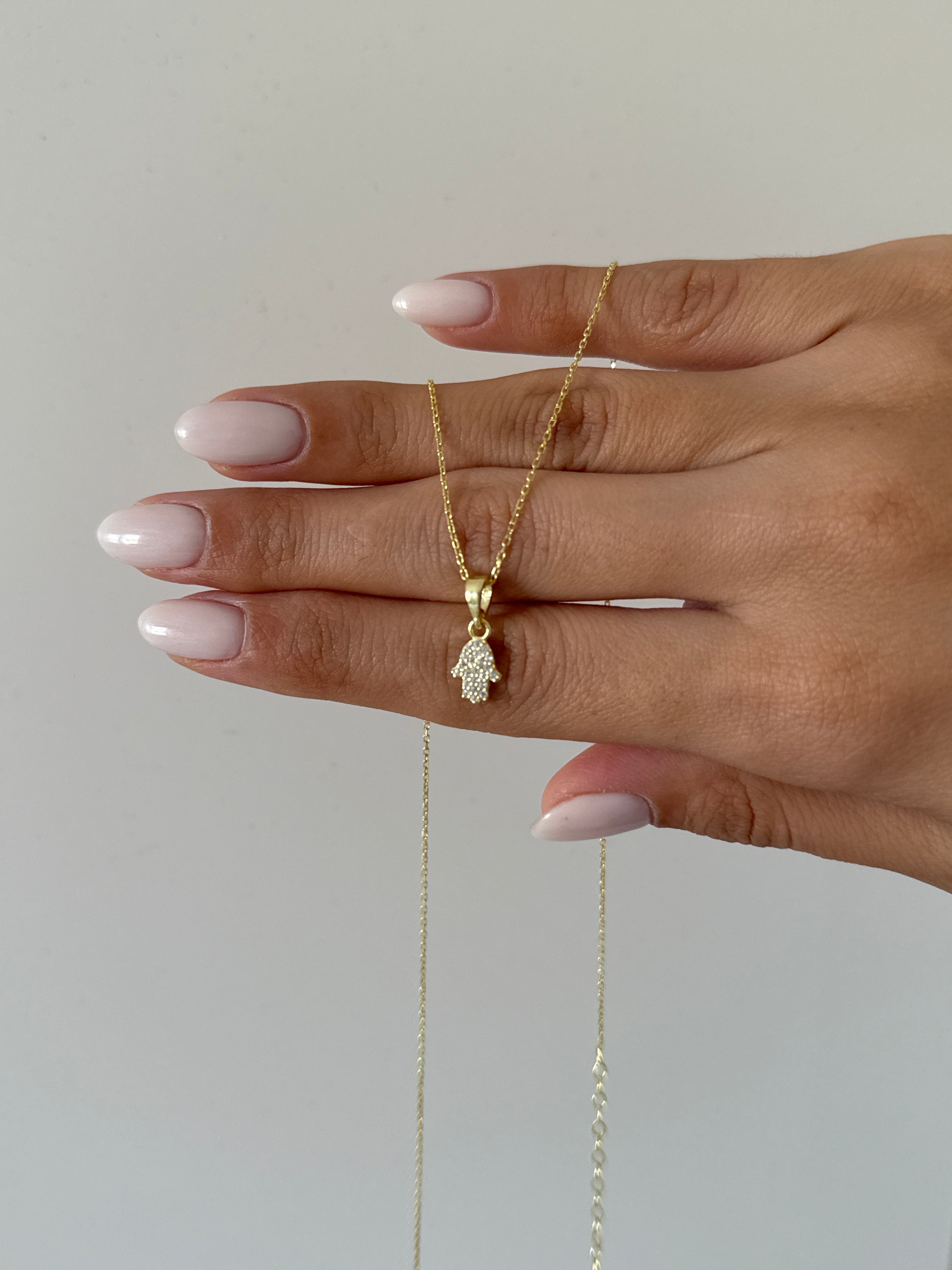 925 gümüş taşlı mini hamsa kolye