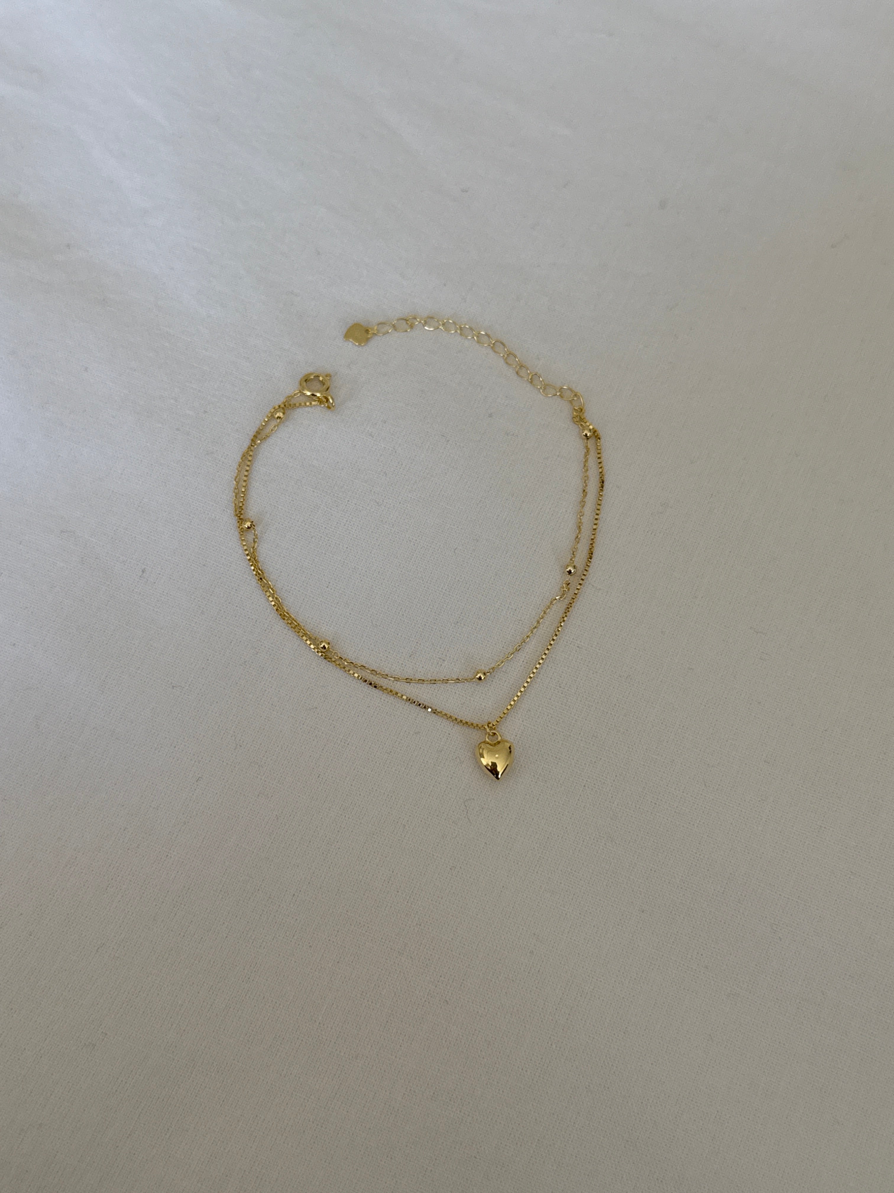 925 gümüş kalp figür ikili zincir bileklik