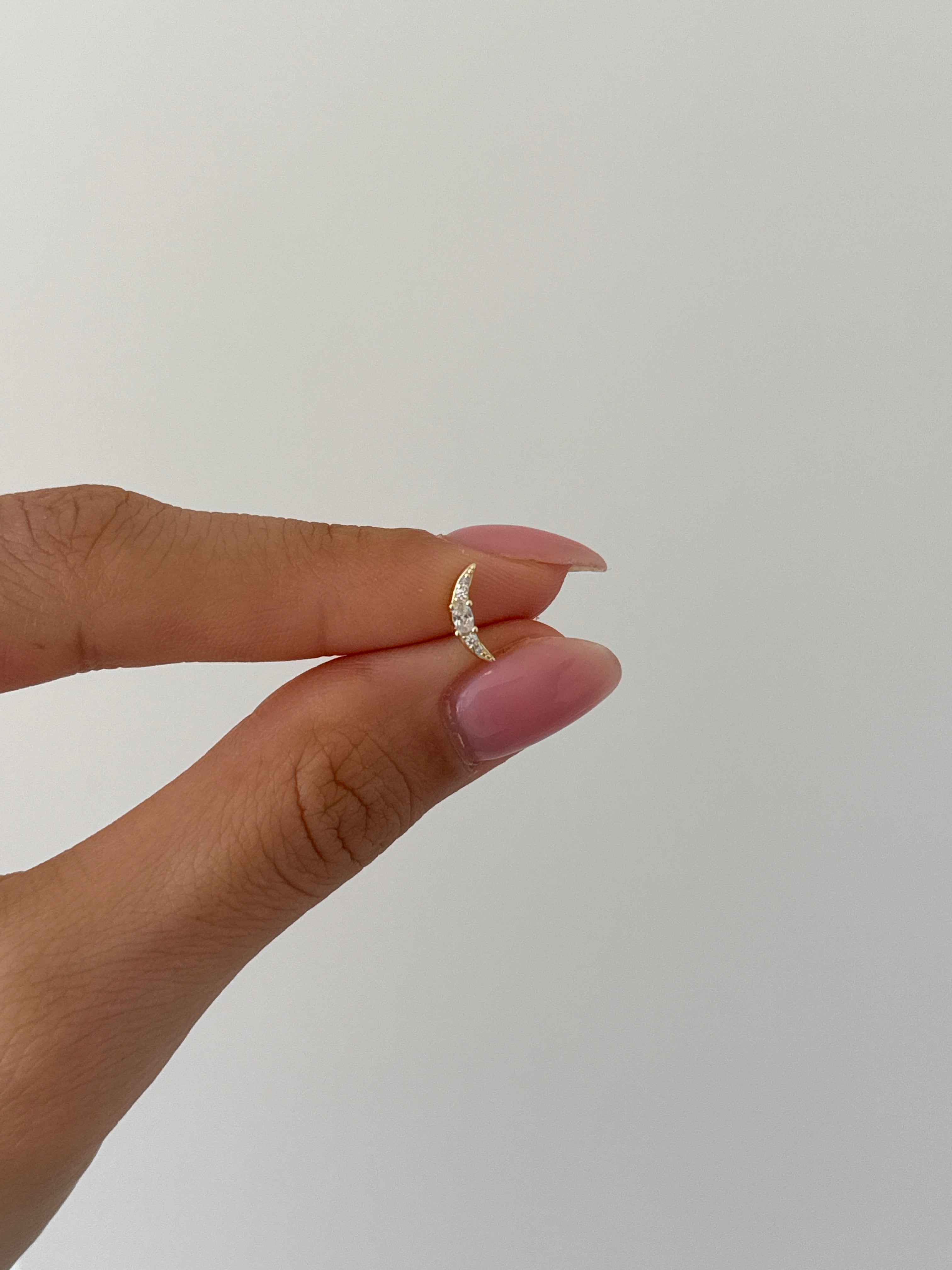 925 gümüş ince formlu hilal piercing