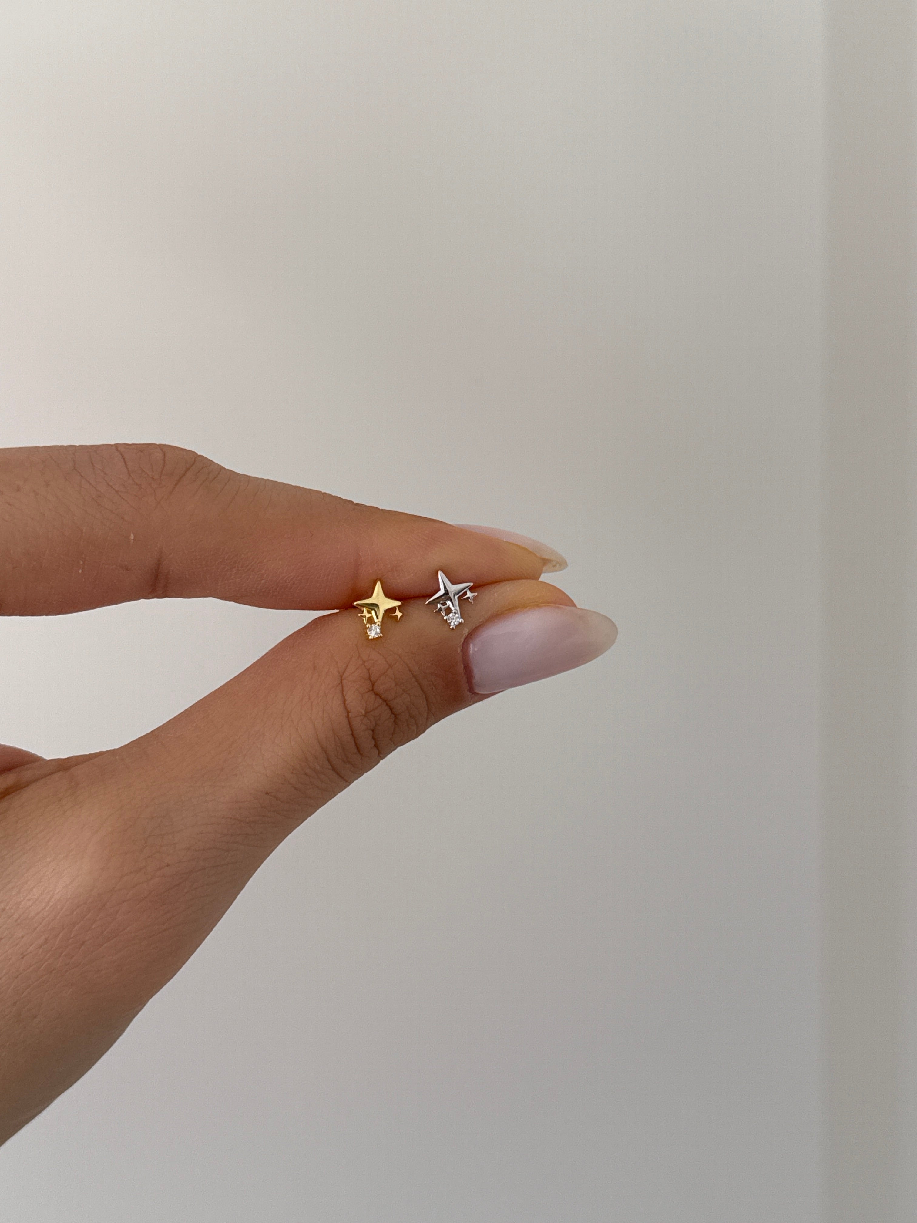 925 gümüş aura yıldızı piercing