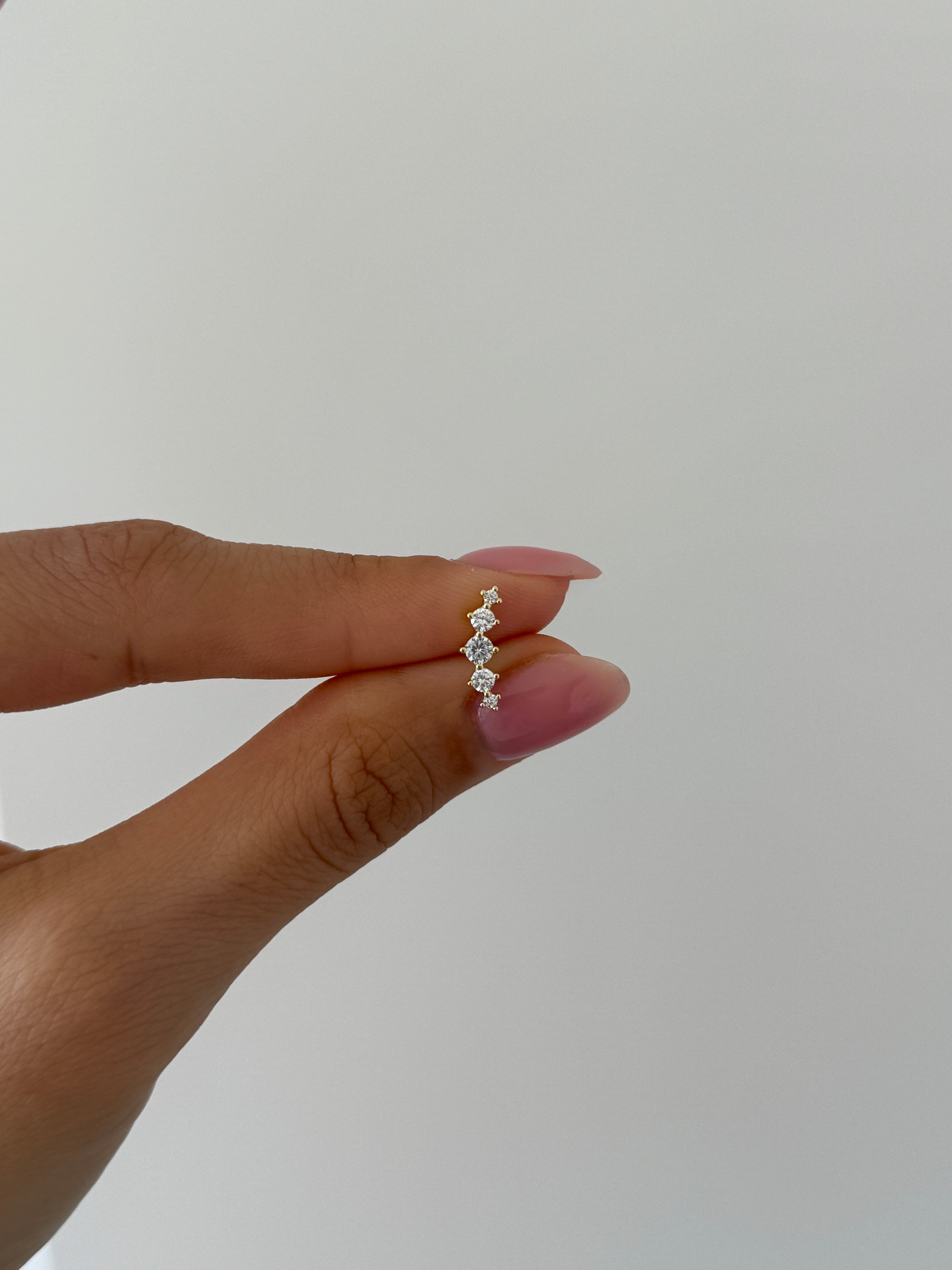 925 gümüş büyük boy çoklu yuvarlak taş piercing