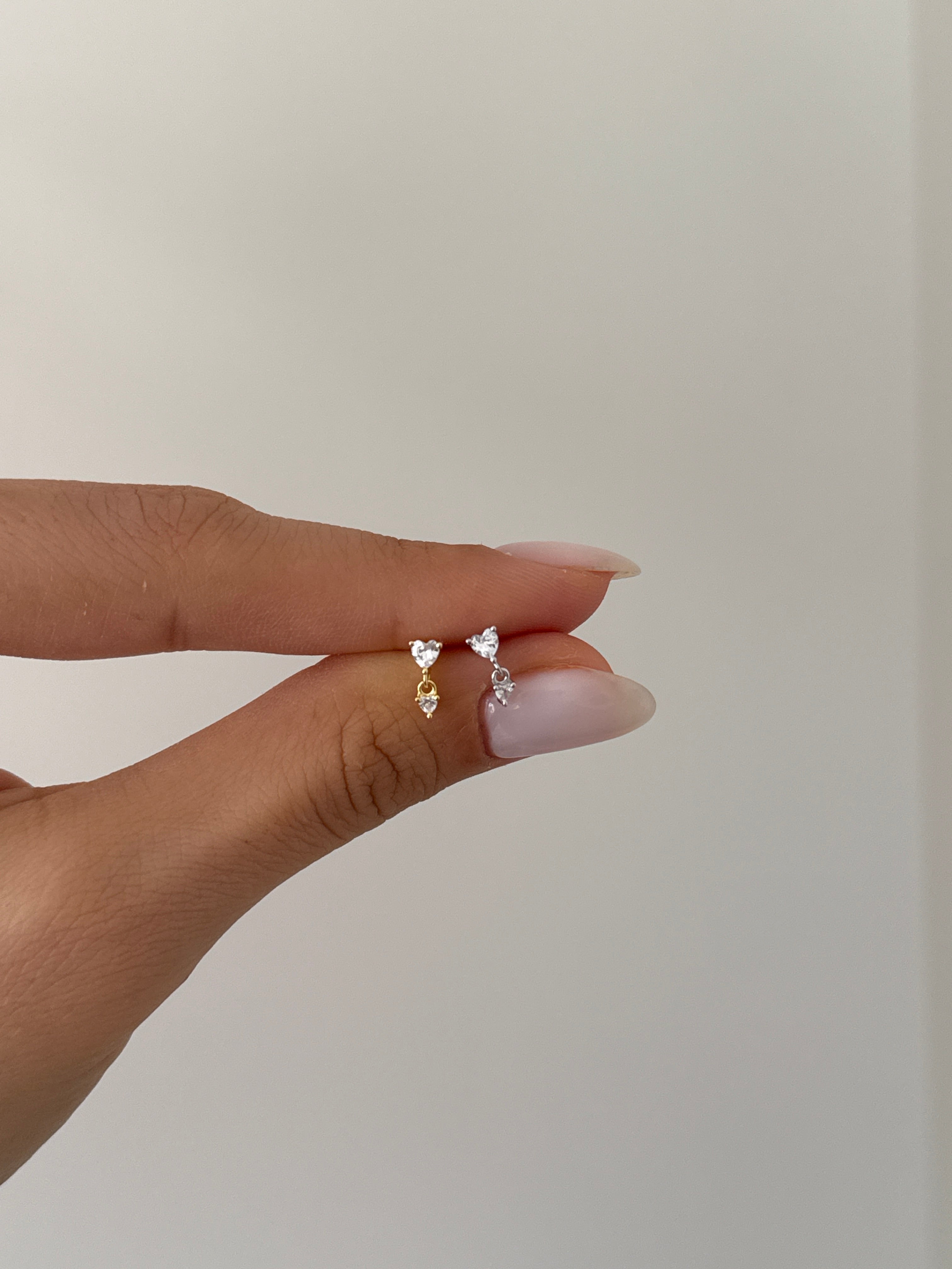 925 gümüş kalp sallantılı piercing