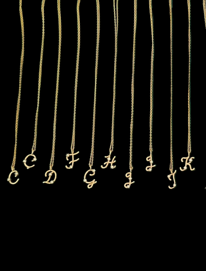 925 gümüş mini taşlı harf kolye